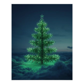 Grüner Schneebedeckter Weihnachtsbaum Poster