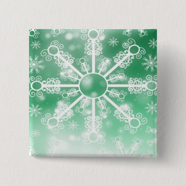 Grüner Schneeflocke Button (Vorderseite)