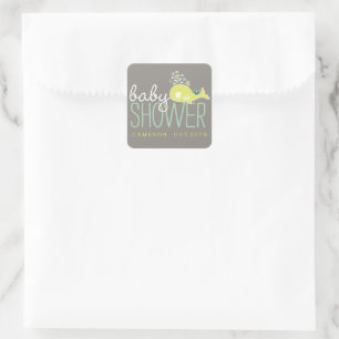 Grüner Schwangwal mit Twin Baby Dusche Quadratischer Aufkleber