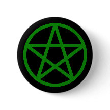Grüner schwarzer fester Pentagramm-Knopf