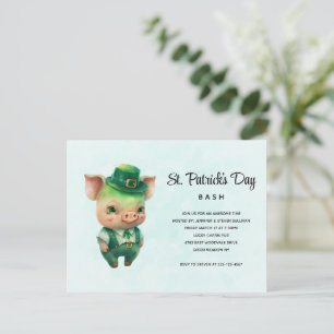 Grüner Schwein in vornehmer Kleidung St. Paddy's D Einladungspostkarte