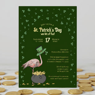 Grüner Shamrock Flamingo St. Patrick's Day Folieneinladung