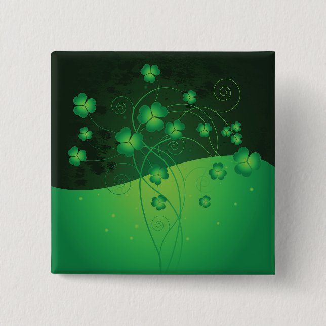 Grüner Shamrock-Klee St. Patrick’s Day Glück Button (Vorderseite)