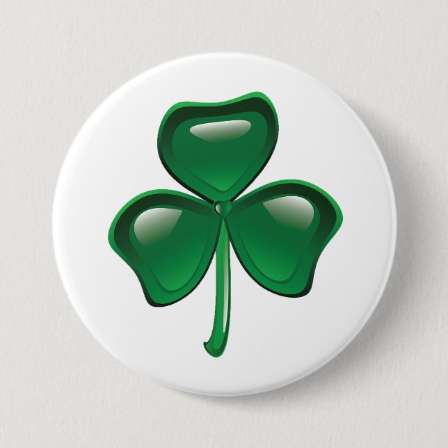 Grüner Shamrock-Kleeblatt Button (Vorderseite)