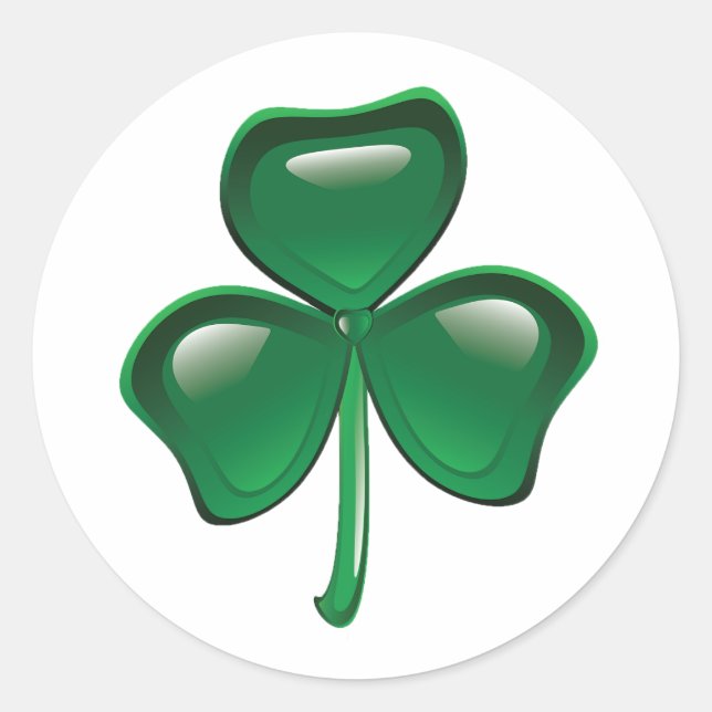 Grüner Shamrock-Kleeblatt Runder Aufkleber (Vorderseite)