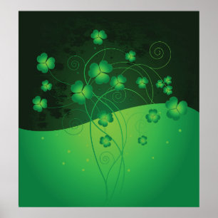 Grüner Shamrock-Kleeblatt St. Patrick’s Day Glück Poster