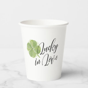 Grüner Shamrock Lucky in Love Brautparty Pappbecher