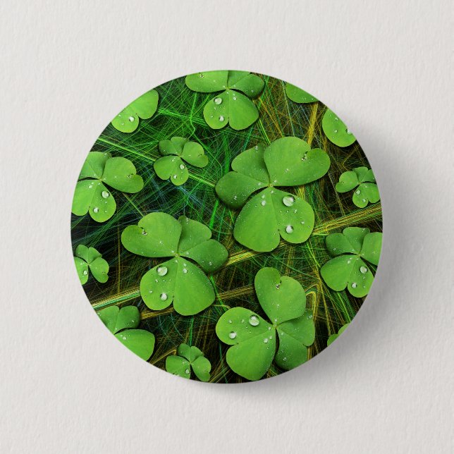 Grüner Shamrock St. Patrick's Day Anstecker Button (Vorderseite)