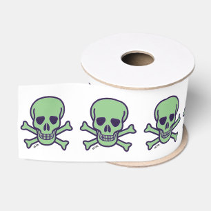 Grüner Skull-Weißbandspool Ripsband