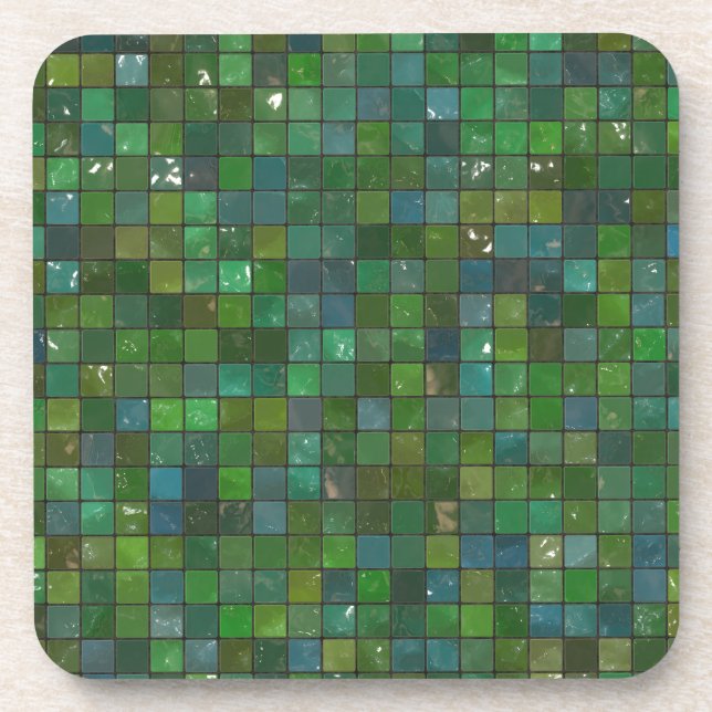 Grüner Smarald Shiny Glasfliesen Textur Hintergrun Untersetzer (Vorderseite)