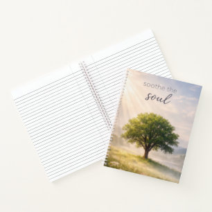 Grüner Sommerbaum mit Zitat Notizbuch