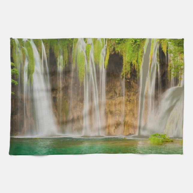 Grüner Sommerwasserfall Handtuch (Horizontal)