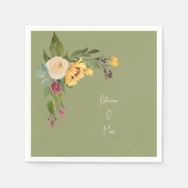 Grüner Sonnenblumencocktail Serviette