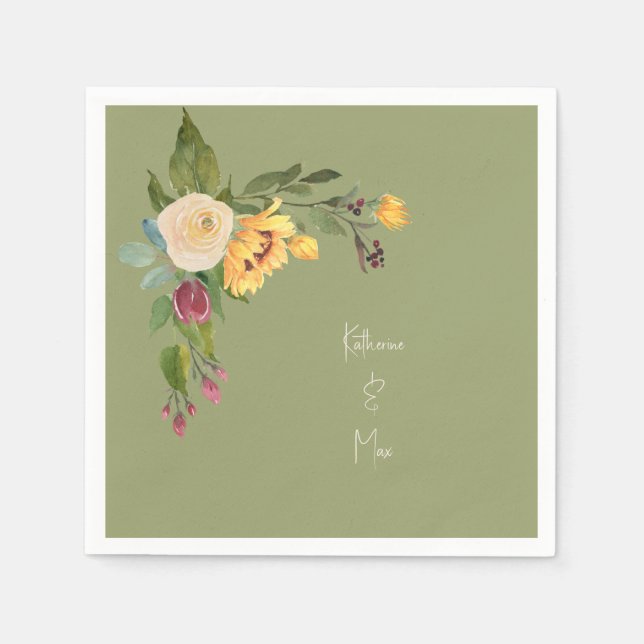 Grüner Sonnenblumencocktail Serviette (Vorderseite)