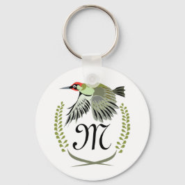 Grüner Specker im Flug Monogram Schlüsselanhänger