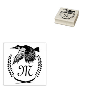 Grüner Specker im Flug Monogramm Gummistempel