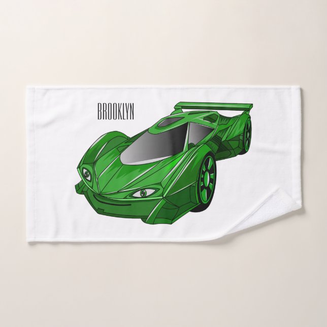 Grüner Sportwagen mit Luftfolie Badhandtuch Set (Handtuch)
