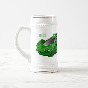 Grüner Sportwagen mit Luftfolie Bierglas