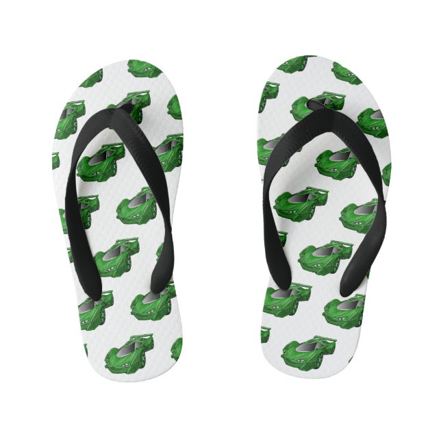 Grüner Sportwagen mit Luftfolie Kinderbadesandalen (Fußbett)