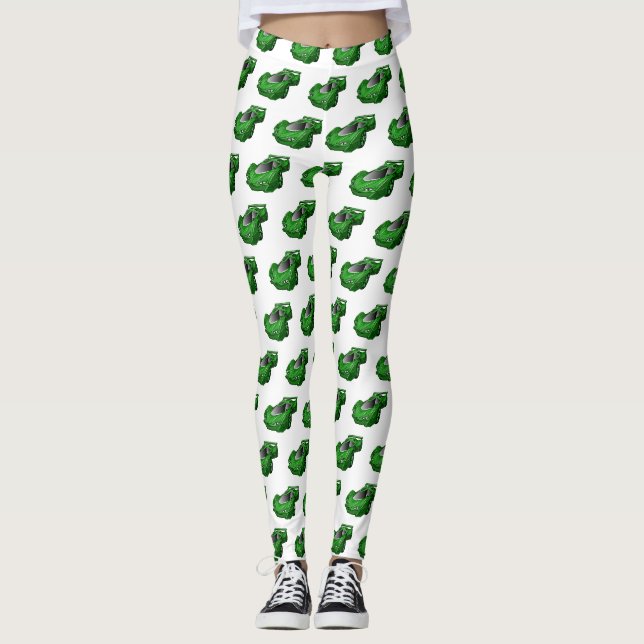 Grüner Sportwagen mit Luftfolie Leggings (Vorderseite)