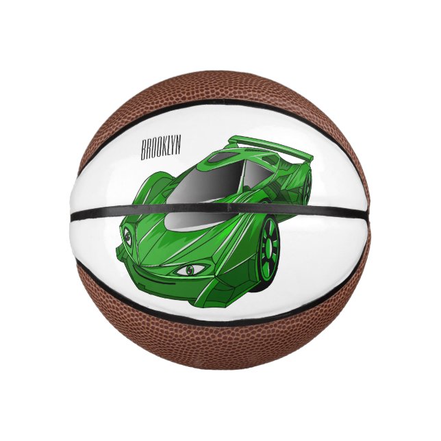 Grüner Sportwagen mit Luftfolie Mini Basketball (Vorderseite)