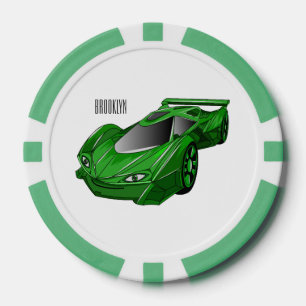 Grüner Sportwagen mit Luftfolie Pokerchips