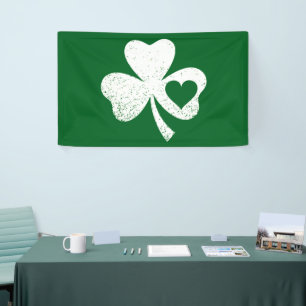 Grüner St. Patricks Day Irischer Patty's Herz Sham Banner