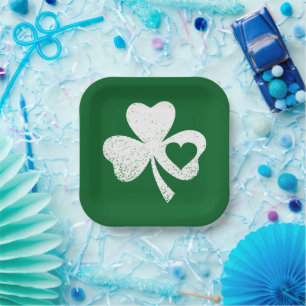 Grüner St. Patricks Day Irischer Patty's Herz Sham Pappteller