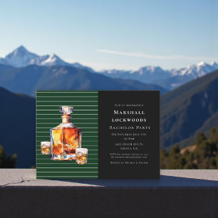 Grüner Streifen Amber Whiskey Junggesellen-Abschie Einladung