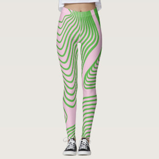 Grüner Streifen auf rosa Hintergrund Leggins