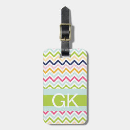 Grüner Streifen-Monogramm-Gepäckanhänger Gepäckanhänger