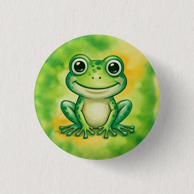 Grüner süßer Frosch Button (Vorderseite)
