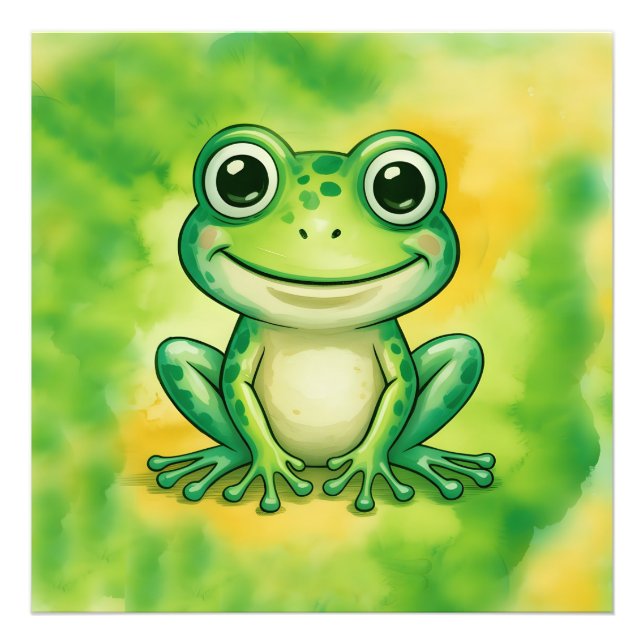 Grüner süßer Frosch Fotodruck (Vorne)