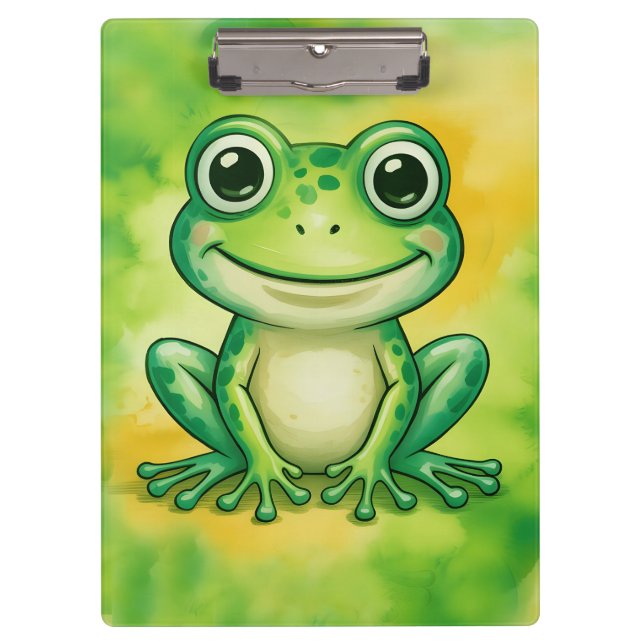 Grüner süßer Frosch Klemmbrett (Vorderseite)