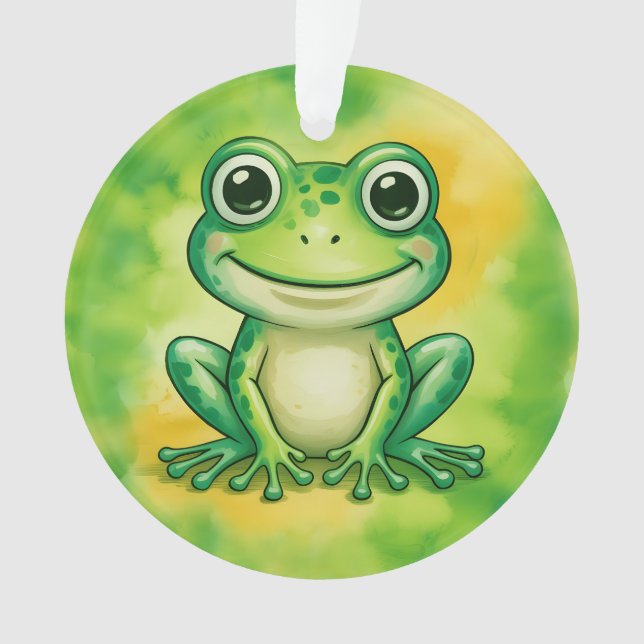 Grüner süßer Frosch Ornament (Vorderseite)
