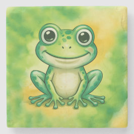 Grüner süßer Frosch Steinuntersetzer