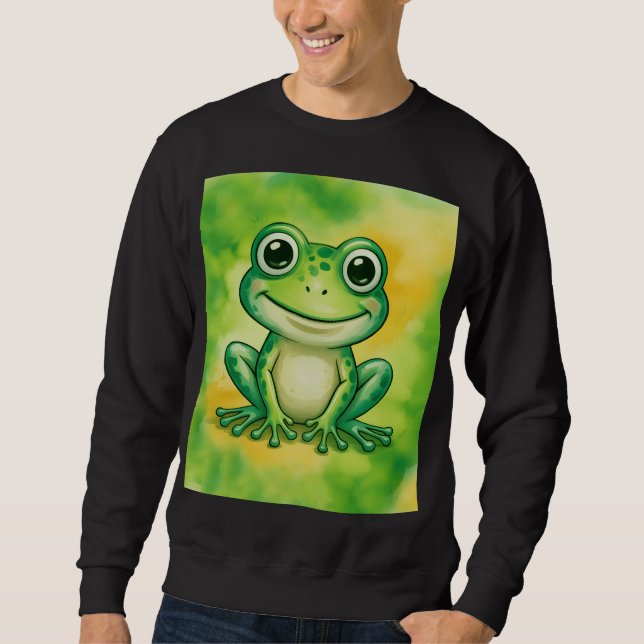 Grüner süßer Frosch Sweatshirt (Vorderseite)