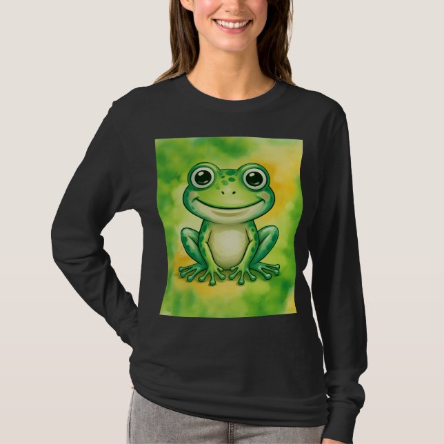 Grüner süßer Frosch T-Shirt (Vorderseite)