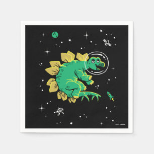 Grüner Tan Stegosaurus Dinos im Weltraum Serviette