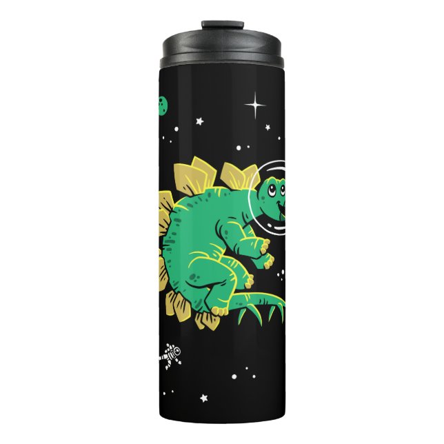 Grüner Tan Stegosaurus Dinos im Weltraum Thermosbecher (Vorderseite)