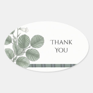 Grüner Tartan-Blatt Hochzeit Danke Aufkleber