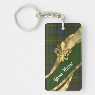 Grüner Tartan und Goldband Schlüsselanhänger