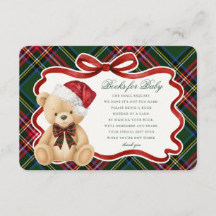 Grüner Tartan-Weihnachtsbär-Bücher für Baby-Karte Begleitkarte