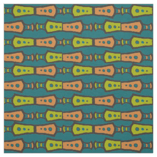 Grüner Teal-Tan-Schwarzer abstrakter Stammesdesign Stoff