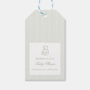 Grüner Teddy Bär Preppy Elegant Baby Dusche Geschenkanhänger