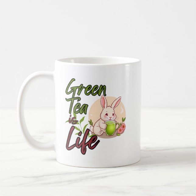  „Grüner Tee Ist Das Leben“  Kaffeetasse (Links)