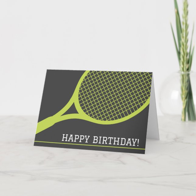 Grüner Tennisschläger zum grauen Geburtstag Karte (Vorderseite)