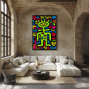 Grüner Third-Eye-Alien – Funky-Neon-Pop-Art-Wand Poster