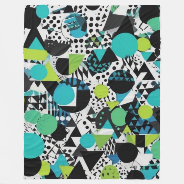 Grüner Ton mit schwarzem, zeitgenössischem Design Fleecedecke (Vorderseite)