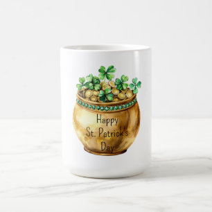 Grüner Topf mit Gold Shamrocks St. Patrick's Day Kaffeetasse